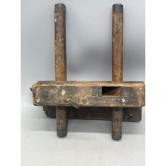 antique wood working tool plane g mills brass fittings stamped 8x9x4" READ - Picture 5 of 8
